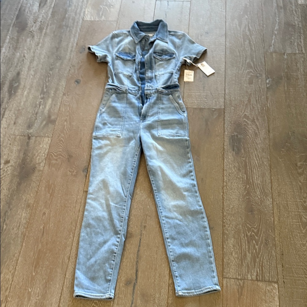 Good American Women's Light Blue Denim Jumpsuit